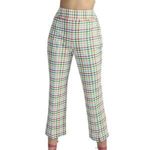 Anthropologie Maeve Gingham Capri Pants Multicolor Plaid High Waist Size 12